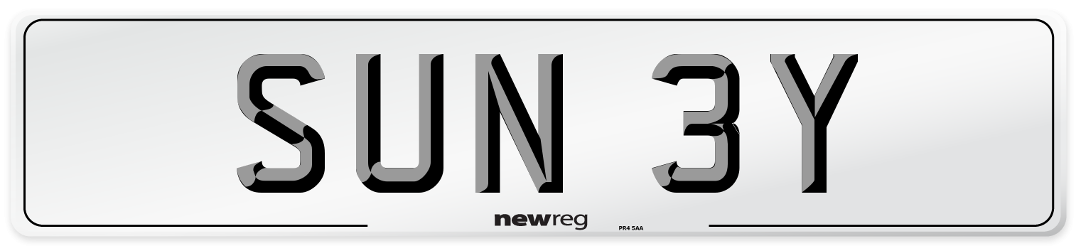SUN 3Y Number Plate from New Reg
